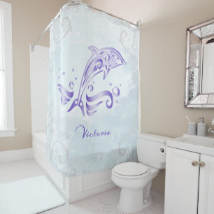Purple Dolphin Personalized Shower Curtain