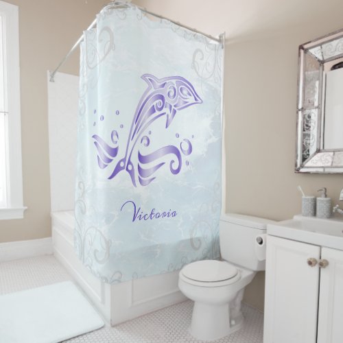 Purple Dolphin Personalized Shower Curtain