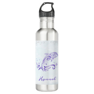 Purple Dolphin Personalized Stainless Steel Water Bottle