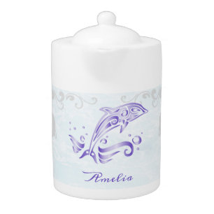 Purple Dolphin Personalized Teapot