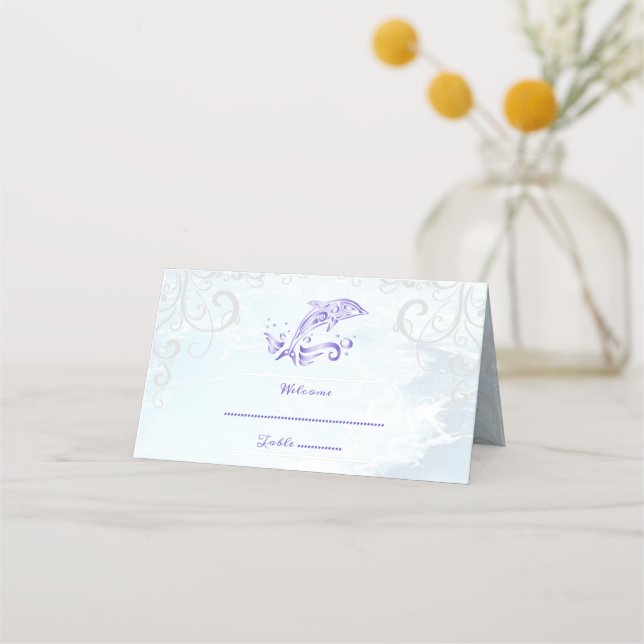 Purple Dolphin Reception Place Card (Front)
