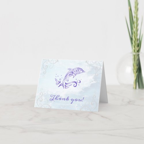 Purple Dolphin Wedding Thank You Cards