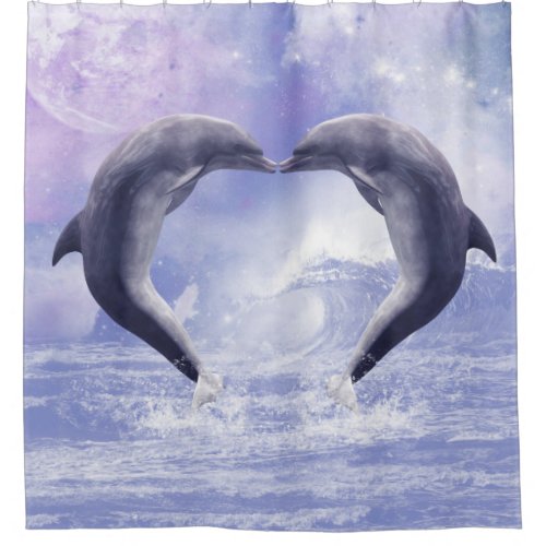 Purple Dolphins Kisses Shower Curtain