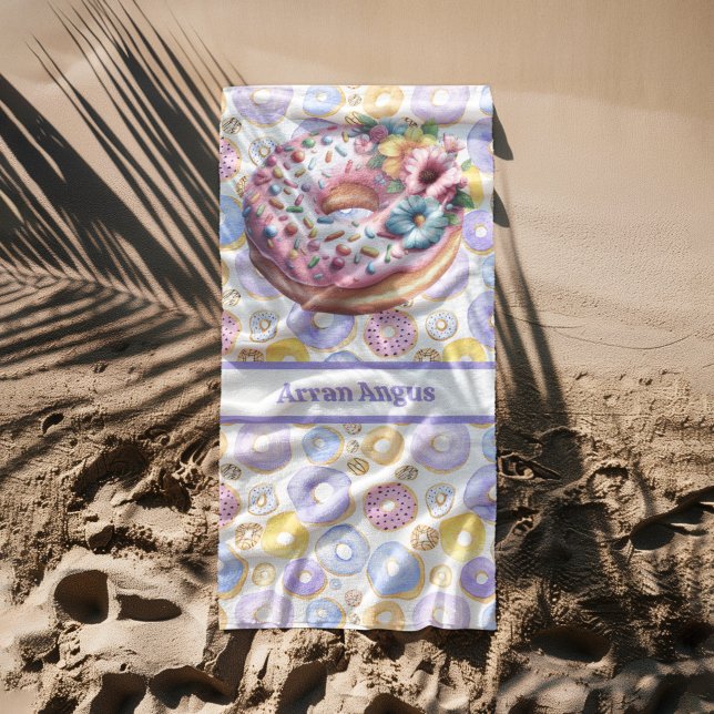 Purple Donuts Boy Colors Beach Towel (Creator Uploaded)