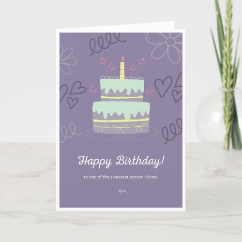 Purple Doodle Illustrative Birthday Greeting Card