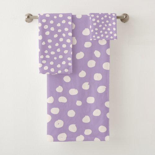 Purple Dots Animal Print Spots Bath Towel Set