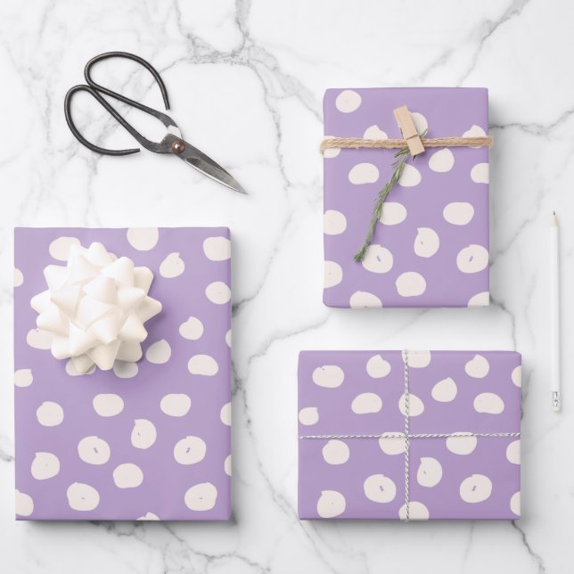 Purple Dots Animal Print Spots Wrapping Paper Sheets (Front)