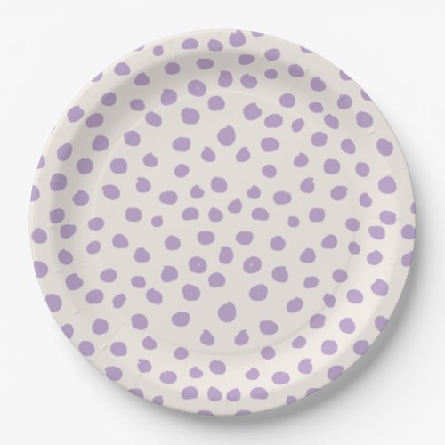 Purple Dots Preppy Modern Animal Print Spots Paper Plates