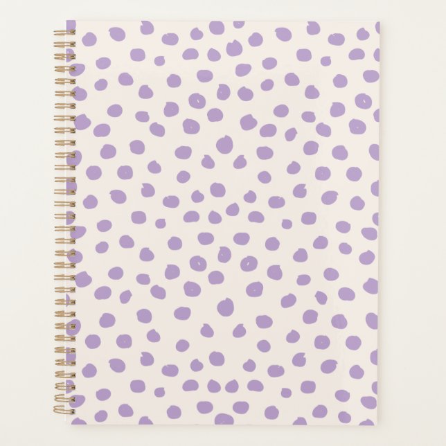 Purple Dots Preppy Modern Animal Print Spots Planner (Front)