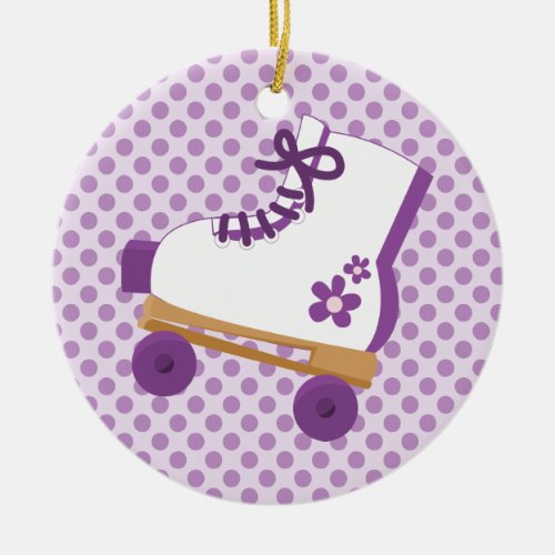 Purple Dots Roller Skate Birthday Ornament