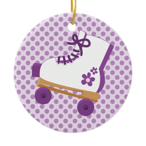 Purple Dots Roller Skate Birthday Ornament