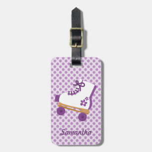 Purple Dots Roller Skate Luggage Tag