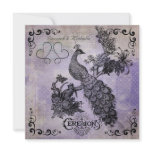 Purple Dotted Vintage Peacock Wedding Invitation