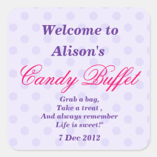 Purple Dotty Candy Buffet Party Sticker