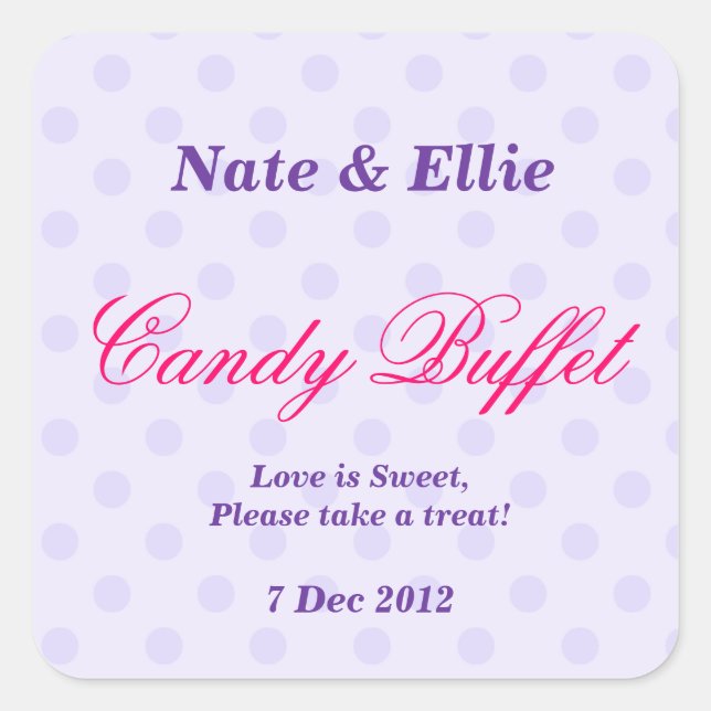 Purple Dotty Candy Buffet Sticker (Front)