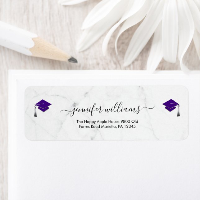 Purple Double Graduation Return Address Label (Insitu)