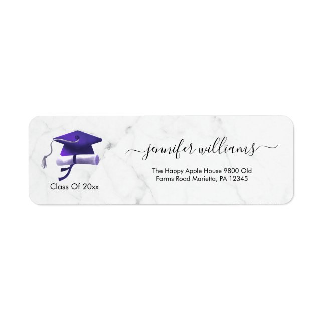 Purple Double Graduation Return Address Label (Front)