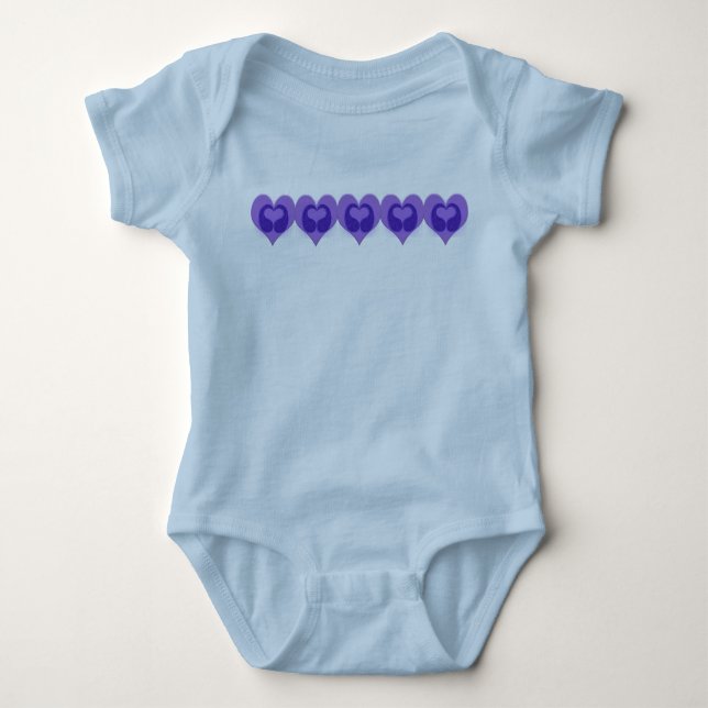 Purple Double Heart Baby Bodysuit (Front)