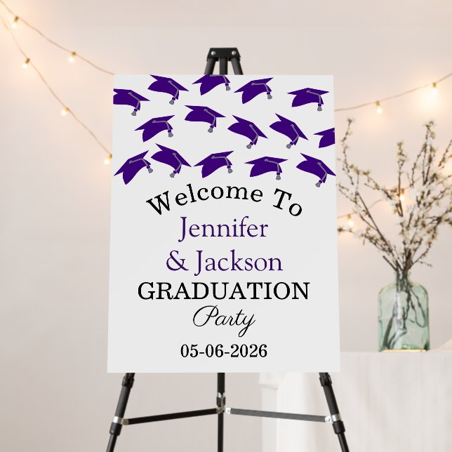 Purple Double Joint Graduation Party Welcome Foam Board (In Situ (Stand))