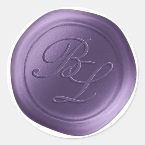 Purple Double Monogram Faux Wax Seal Stickers