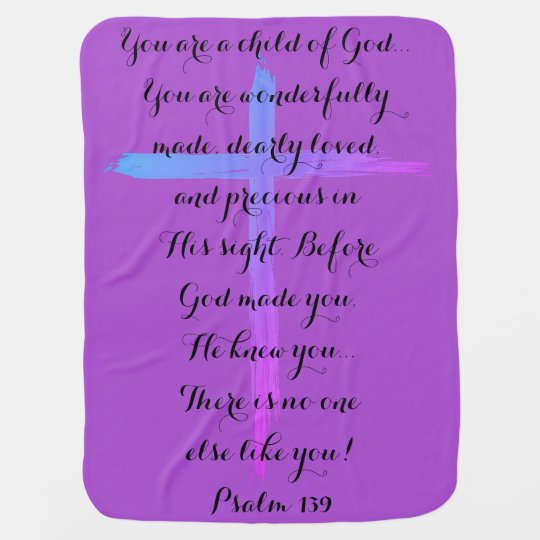 Purple double sided religious baby blanket