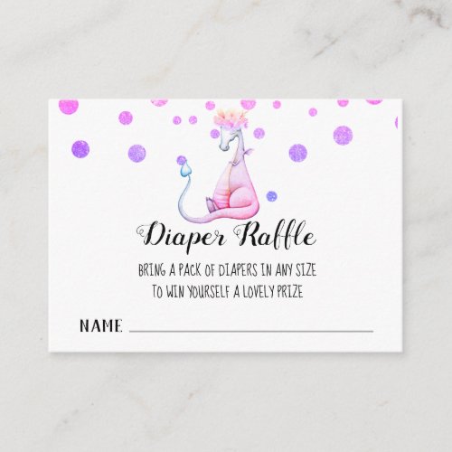  Purple Dragon Baby Girl Shower Diaper Raffle Enclosure Card
