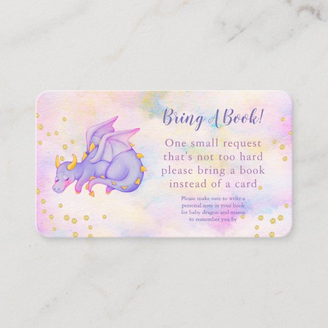 Purple Dragon Books for Baby Shower Enclosure Card (Front)