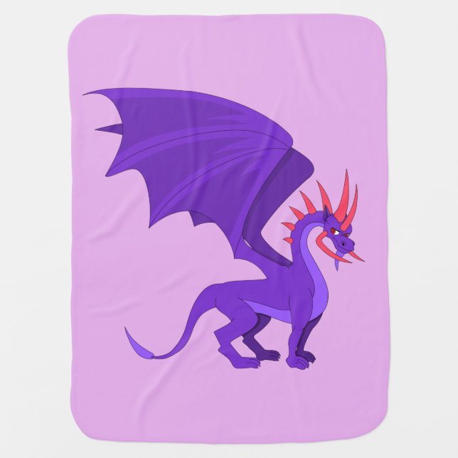 Purple dragon cartoon baby blanket (Front)