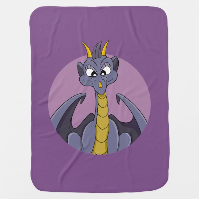 Purple dragon cartoon baby blanket (Front)