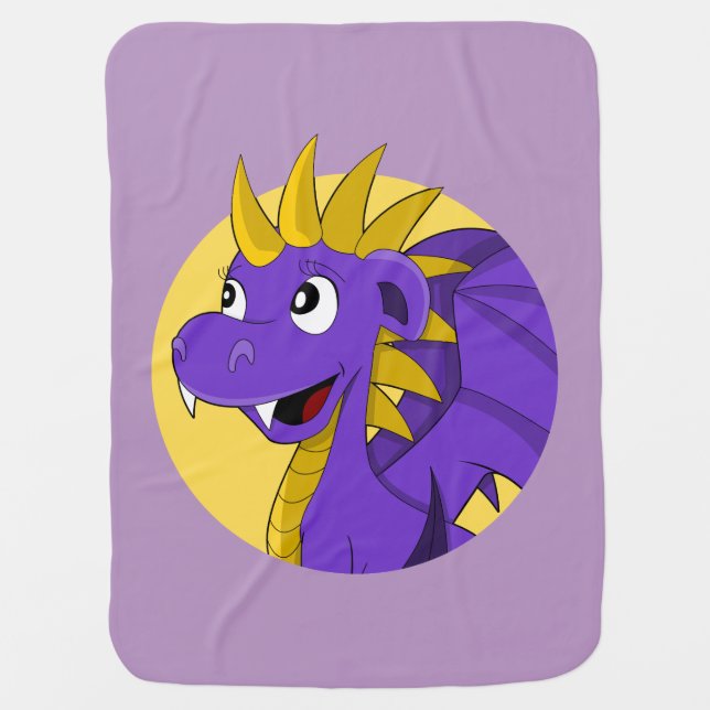 Purple dragon cartoon baby blanket (Front)