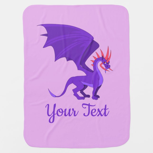 Purple dragon cartoon baby blanket (Front)