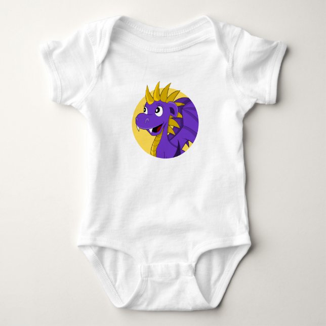Purple dragon cartoon baby bodysuit (Front)