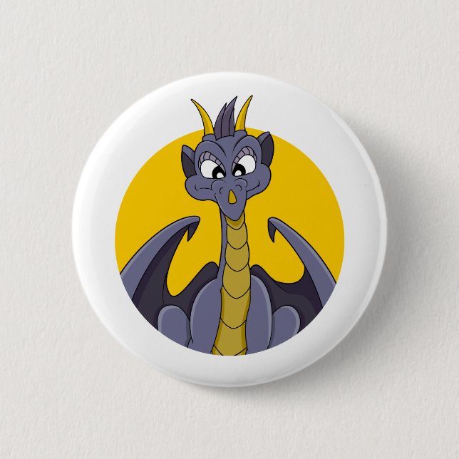 Purple dragon cartoon button (Front)