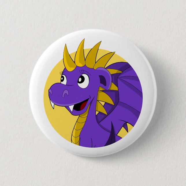 Purple dragon cartoon  button (Front)