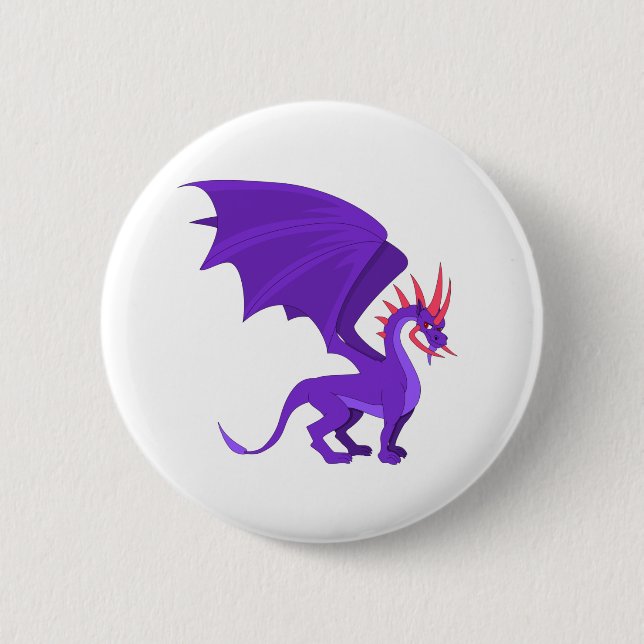 Purple dragon cartoon button (Front)