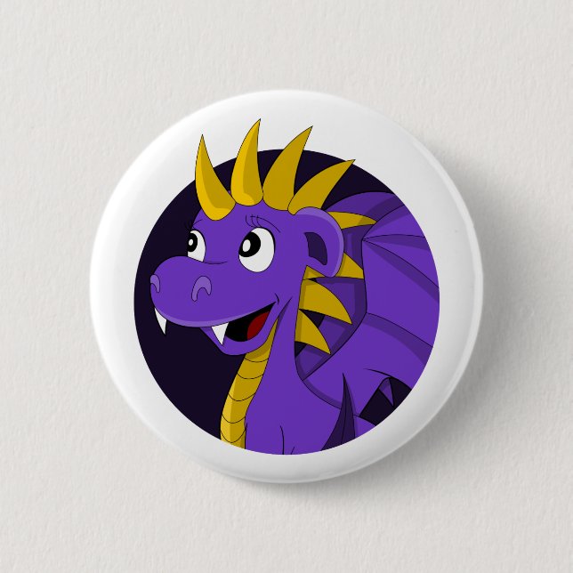 Purple dragon cartoon button (Front)