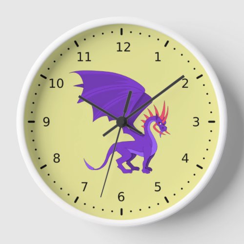 Purple dragon cartoon clock