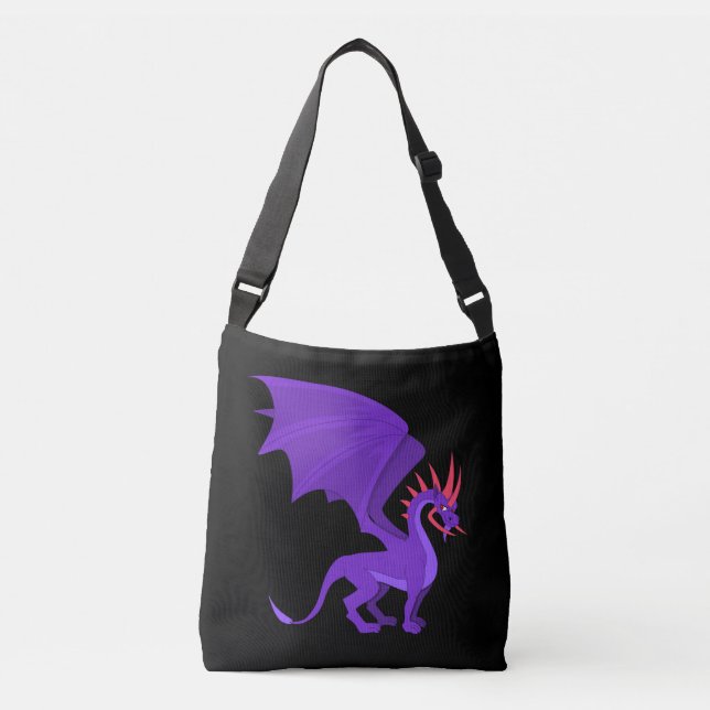 Purple dragon cartoon crossbody bag (Front)