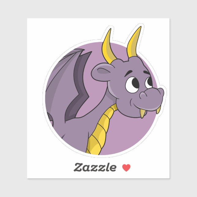 Purple dragon cartoon Custom-Cut Vinyl Sticker (Sheet)