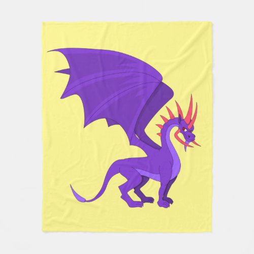 Purple dragon cartoon fleece blanket