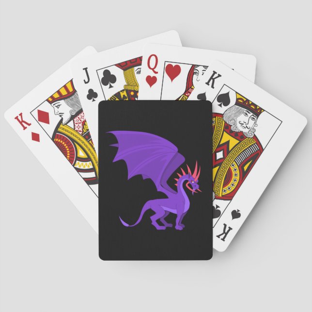 Purple dragon cartoon poker cards (Back)