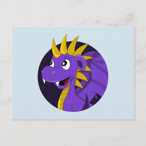 Purple dragon cartoon postcard