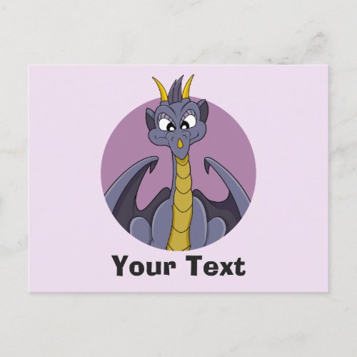 Purple dragon cartoon postcard