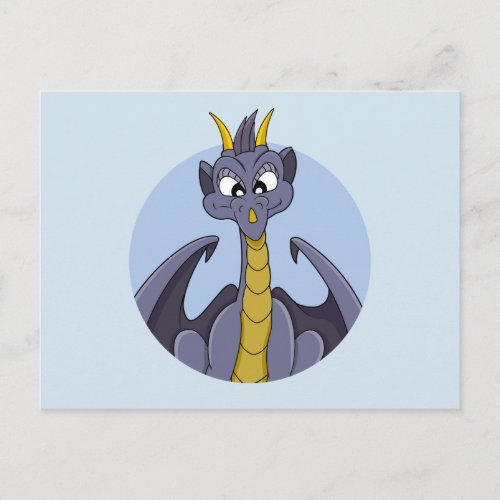 Purple dragon cartoon postcard