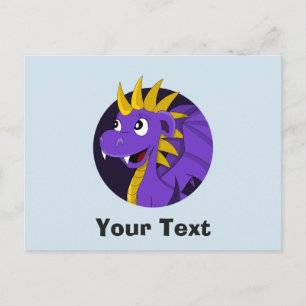 Purple dragon cartoon postcard