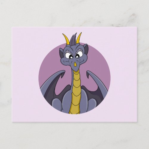Purple dragon cartoon postcard