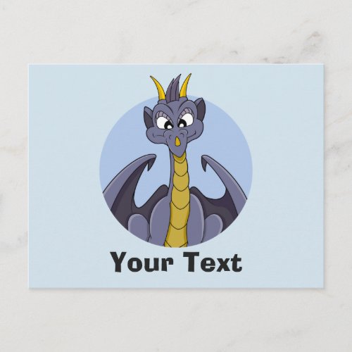 Purple dragon cartoon postcard