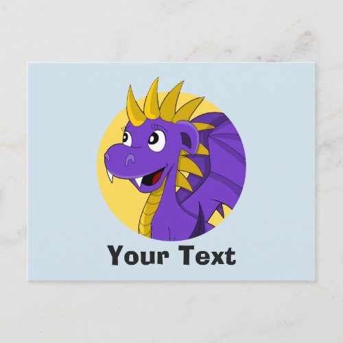 Purple dragon cartoon postcard