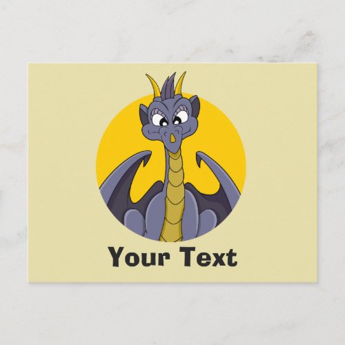 Purple dragon cartoon postcard