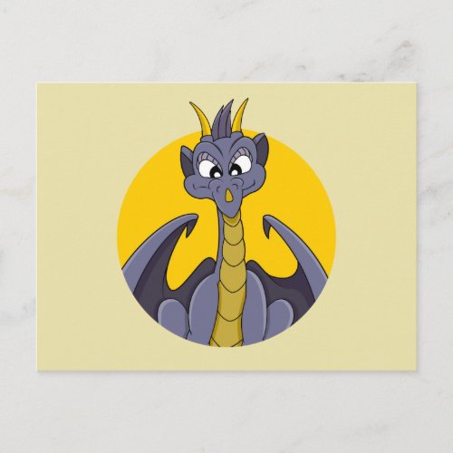 Purple dragon cartoon postcard